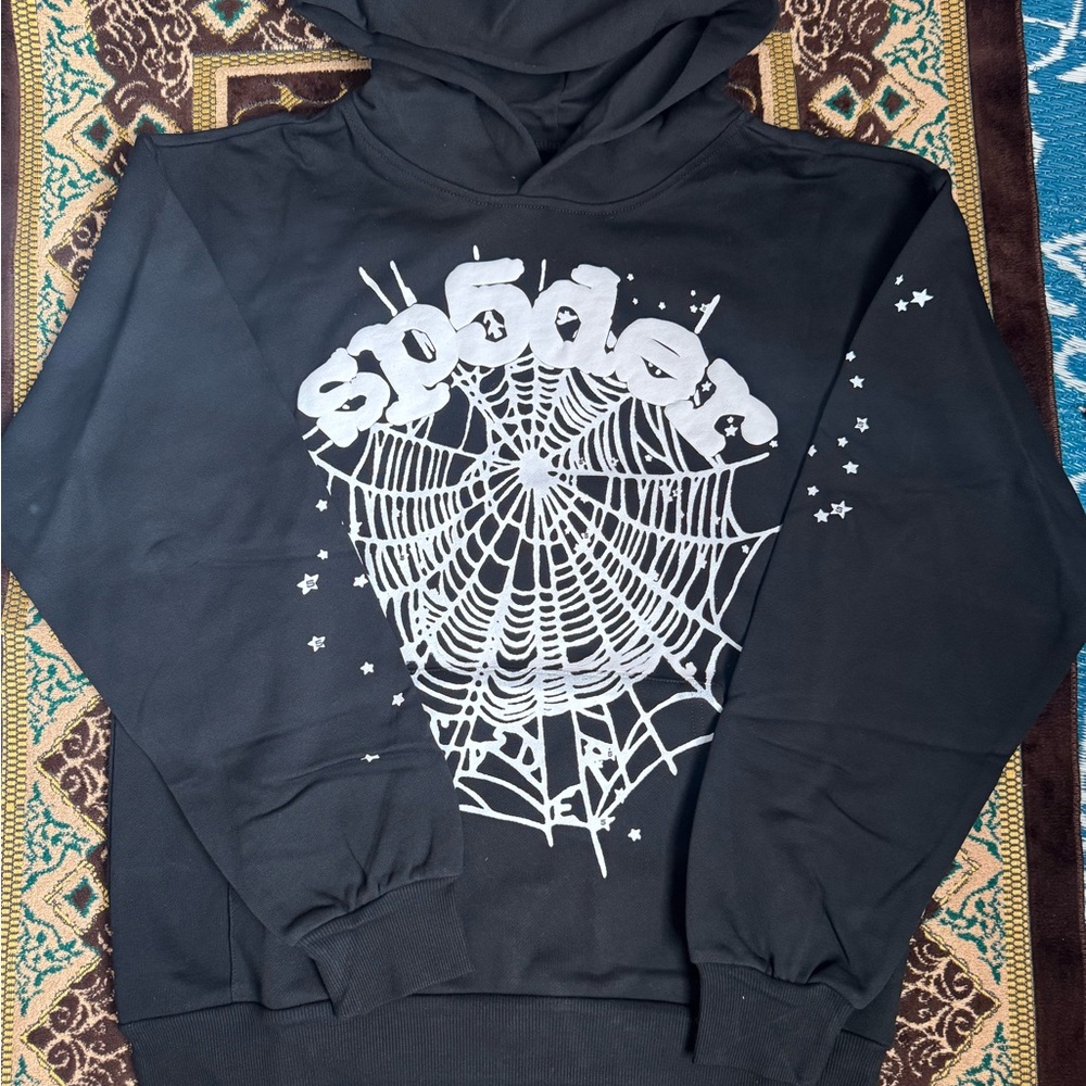 Black Hoodie with Spider Web Design